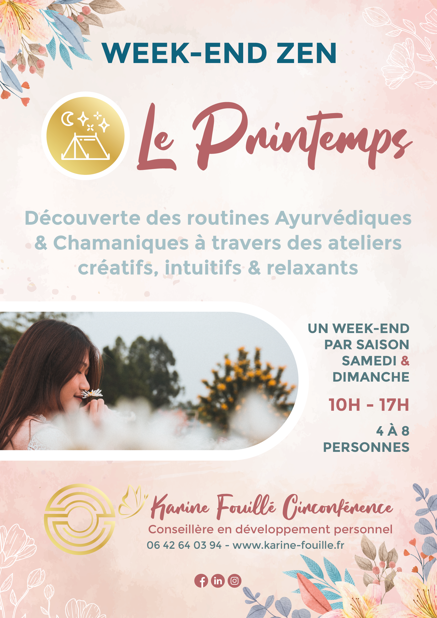 Flyers Week-end bien-être Annecy - Printemps Ayurveda, Chamanisme Relaxation - Zen